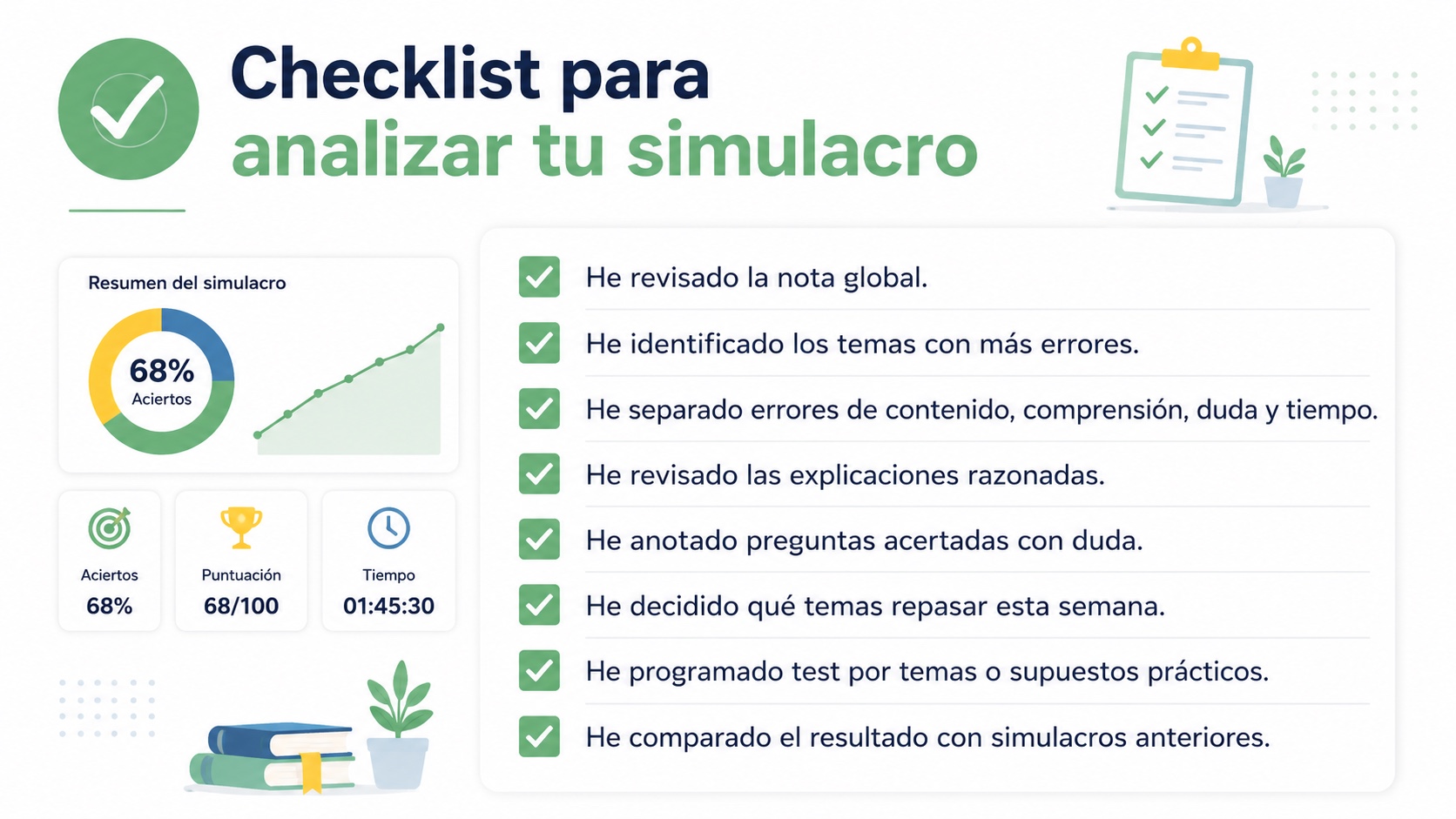 Checklist para analizar los resultados de un simulacro de oposicion